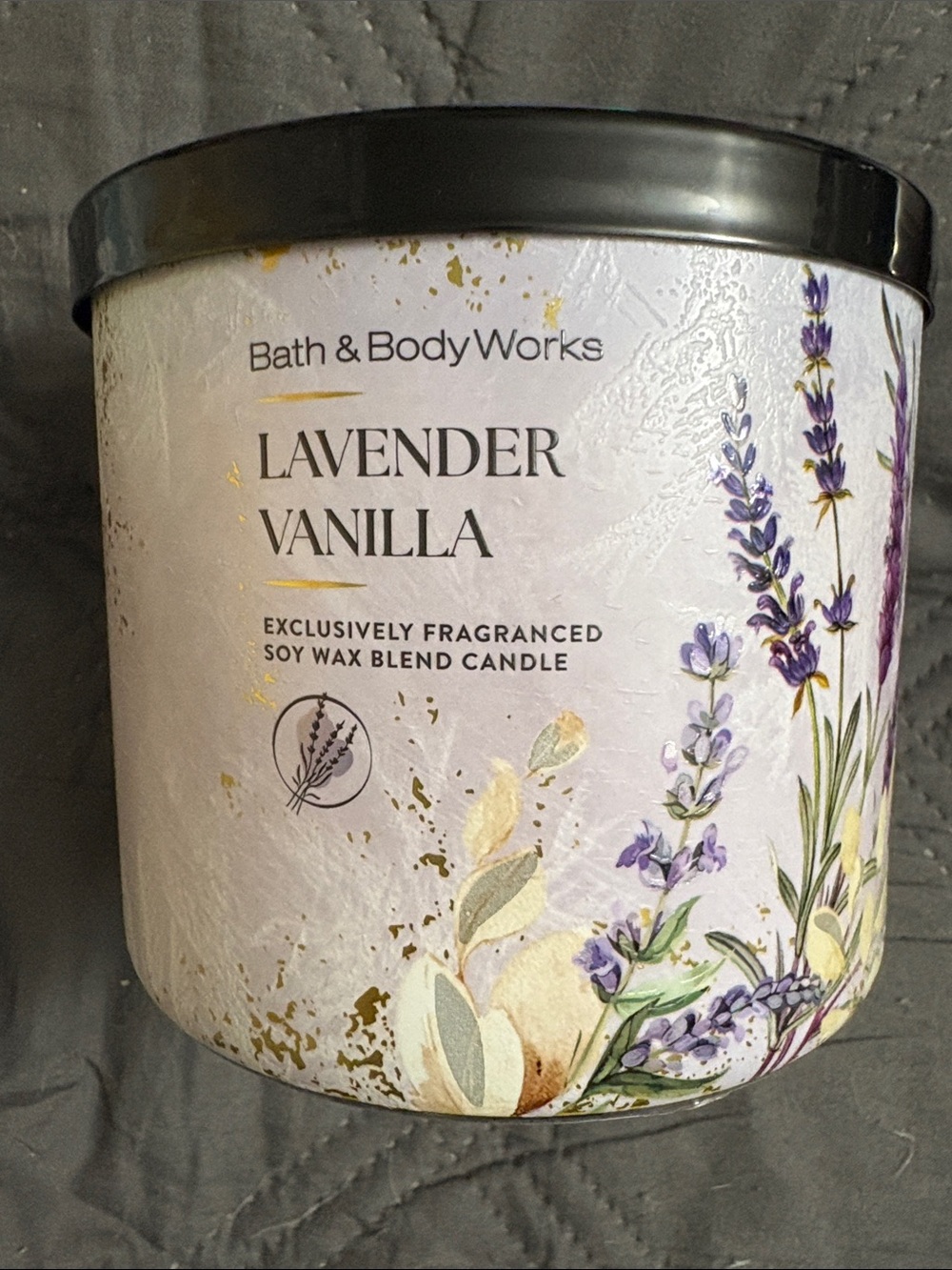 Bath & Body Works Lavender Vanilla Candle - Purple, Gold, Cream